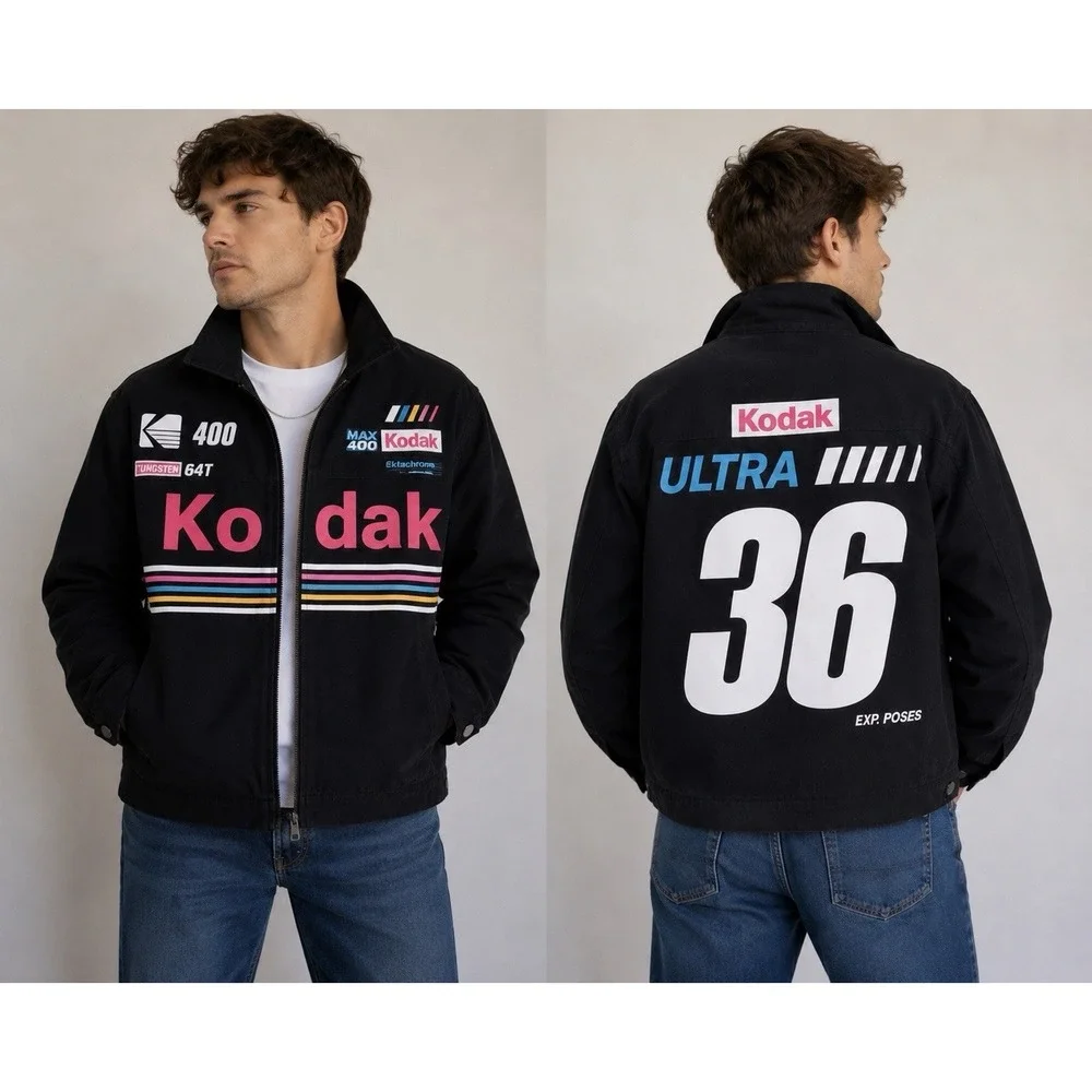 KODAK RACING Jacket LARGE 2018 Retro Forever21 Film Camera Ektachrome Ultra